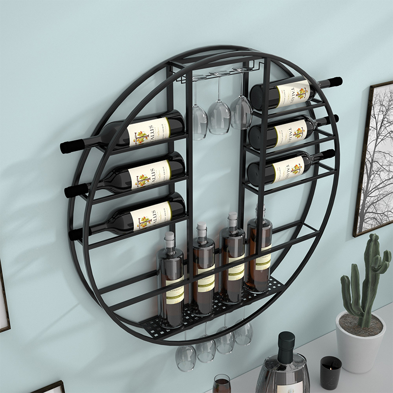 Minghou Fashion Wall Mounted Metal Wine Rack Wine Bottle Display Rack
