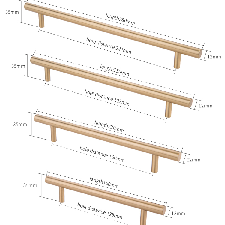 H5955 Furniture Cabinet Drawer Brass T Bar Pull Handle