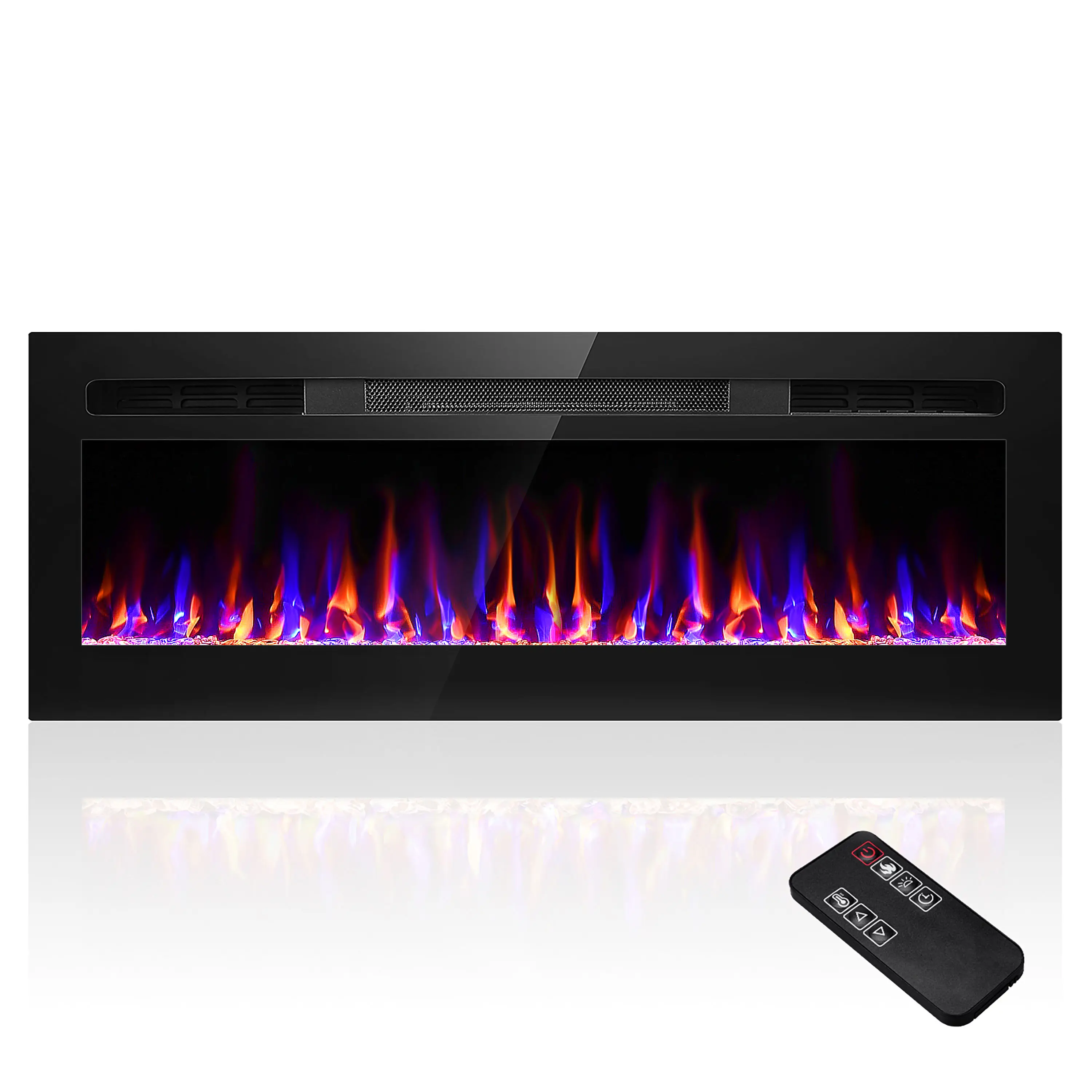 50inch Electric Fireplace Heater with Timer Insert Wall Mounted Adjustable 12 Flame Remote Control 750/1500W Heater Dropship