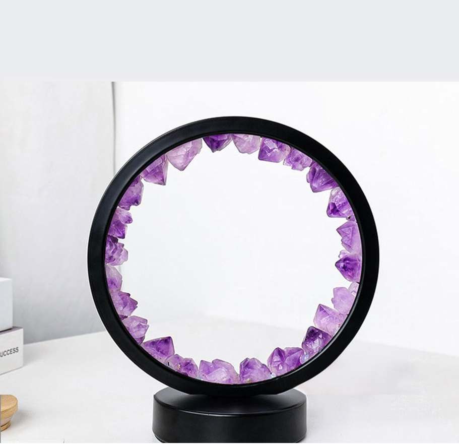 Crystal Night Lamp Amethyst Healing Lamp with 3-Color Dimming Modes Perfect for Meditation Home Decor & Gifts