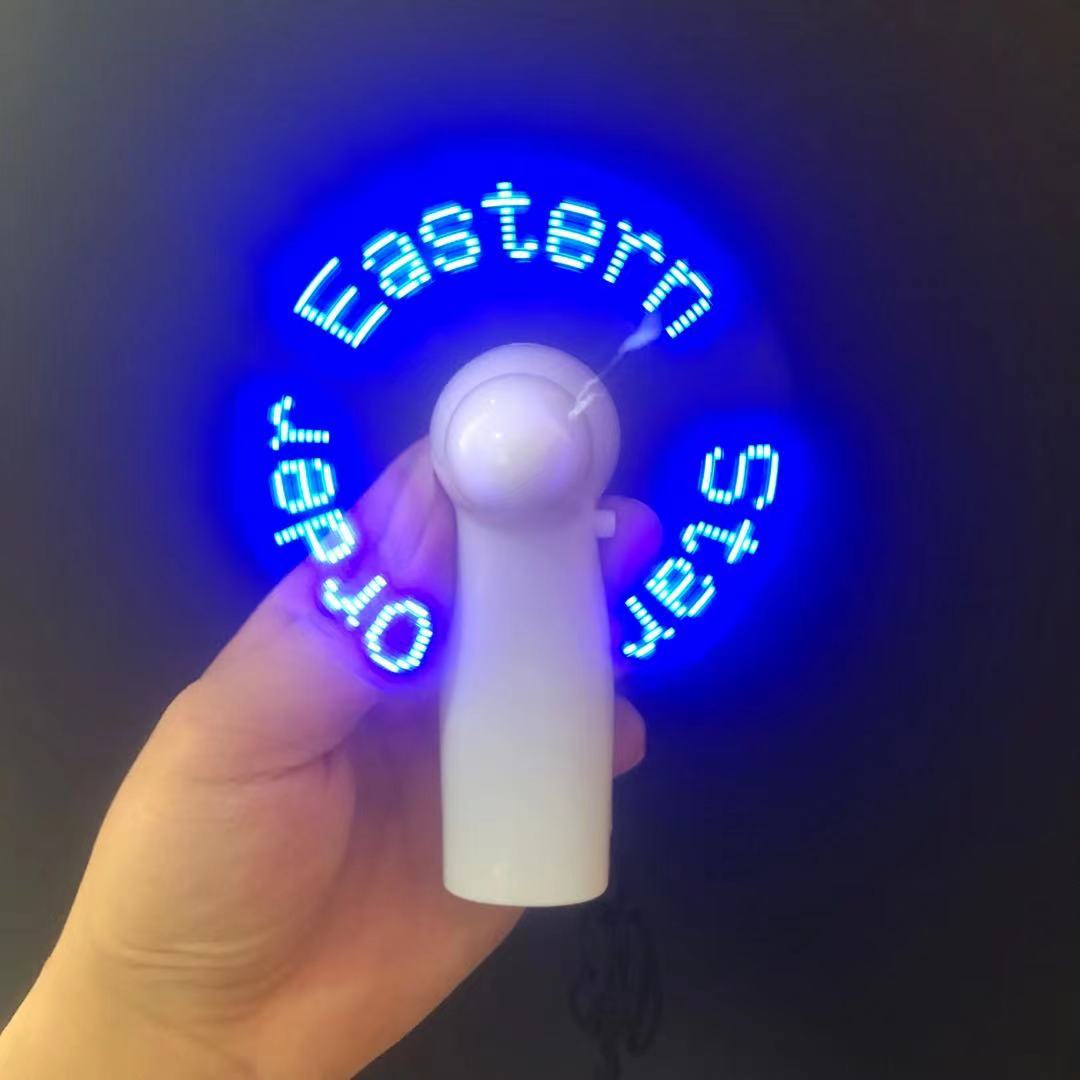 New Product Mini Portable Handy Led Custom Message Battery Fan, Programmable Led Display Handheld Electric Fan