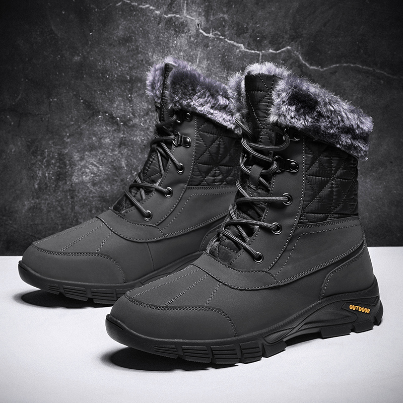 Waterproof Fur Winter Men's Boots Fashion Duck Botas Winter Shoes Warm Leather Snow Boots