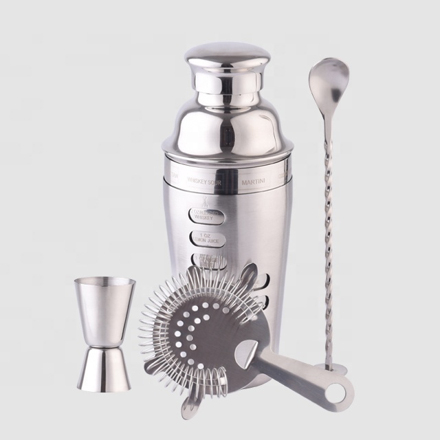 Factory Direct 25oz custom deluxe double wall stainless steel coctelera recipe martini bar tools set wine cocktail shaker