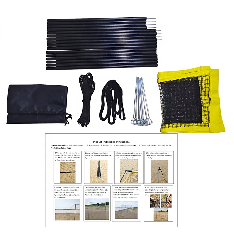Plastic Net 2021 Newest design of indoor and outdoor portable set multi-player beach grass volleyball net