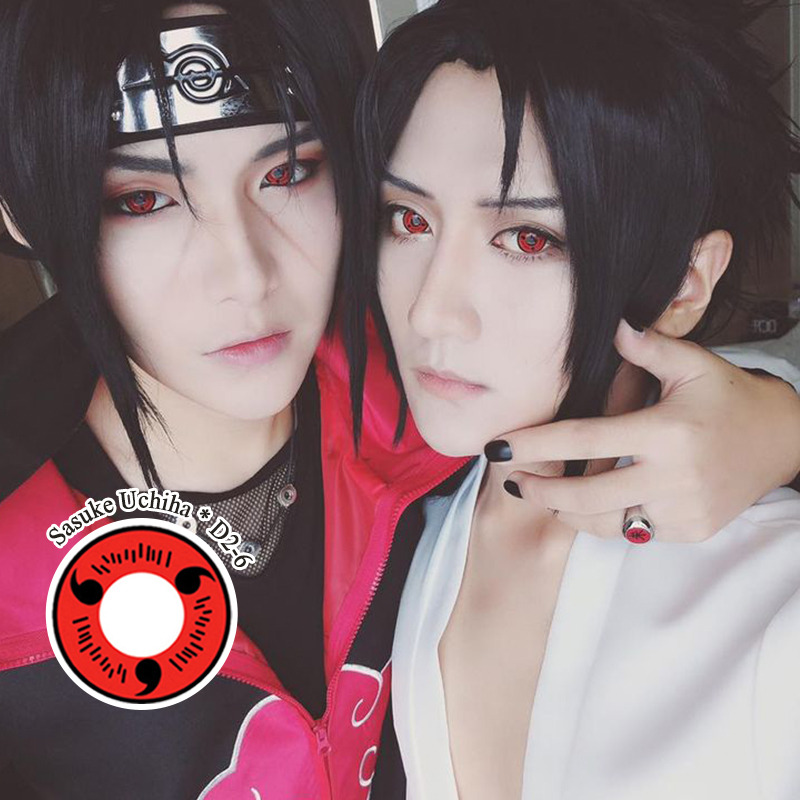 Косплей Сумасшедший Хэллоуин годовой Цветной Объектив Uchiha D2 красный Саске Шаринган контакт