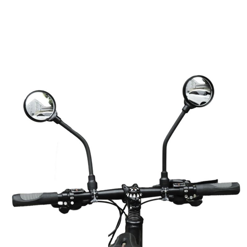 HLM Unbreakable 80mm Convex Lens Free Left or Right Handlebar Mount Angle Adjustable Cycling back sight view mirror