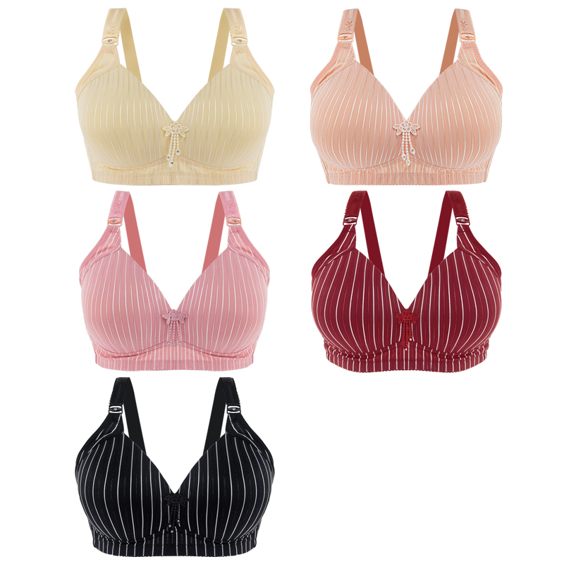 Adults Brassiers Red Bra For Big Ladies Striped Cheap Push Up Bra Wire Free Size Bra