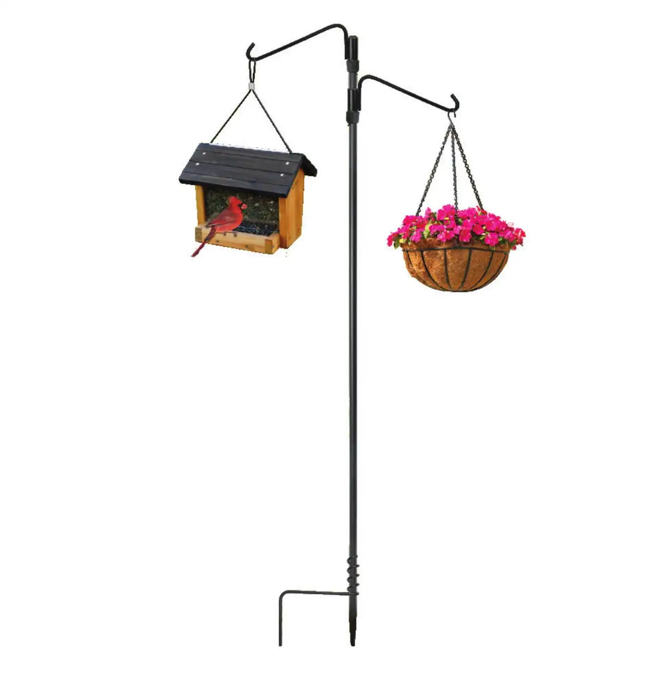 Garden hangers outdoor for plants garden hangers for bird feeders Hanging Adjustable pole Multiple Hooks