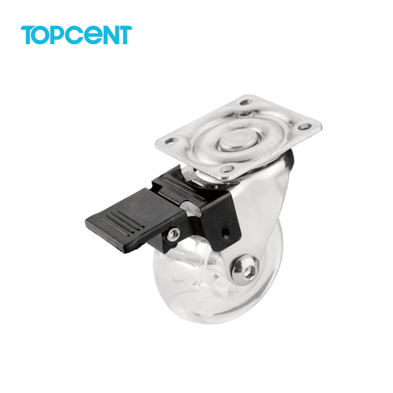 TOPCENT стальные Полиуретановые ролики для офисных стульев, хромированные 1,5 2 3 дюймовые колесики для настольных стульев