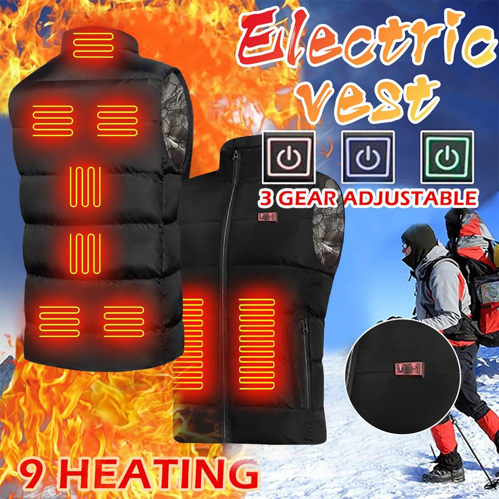 Men Autumn winter Smart heating Cotton Vest USB Infrared Heating Vest Women Outdoor Flexible Thermal Winter Warm Jacket