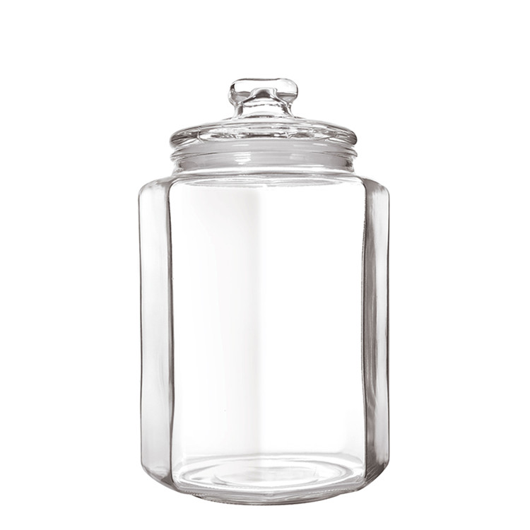 Chinese Manufacturer Kitchen Household 2l 3l Transparent Octagonal Bottle Glass Storage Jar