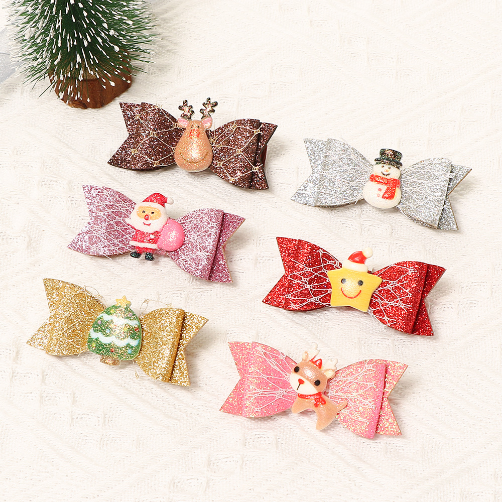 Christmas Hair Bows for Girls with Xmas Snowman Party Hairgrips Christmas Hair Accessories