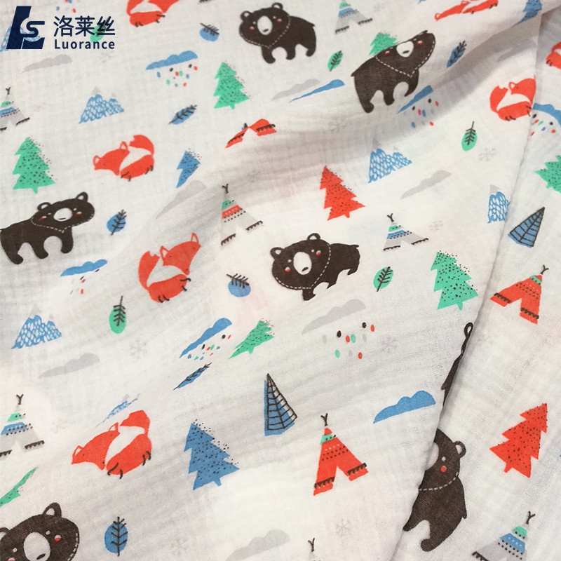custom printed cotton double gauze digital printing muslin fabric