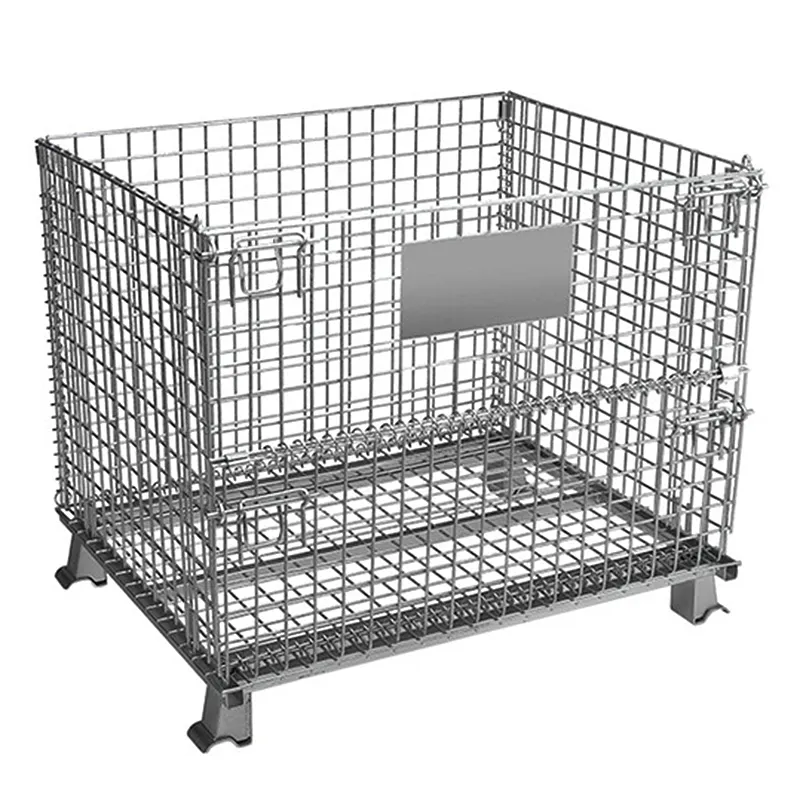 Galvanized Steel Pallet Box Metal Mesh Container Lockable Storage Roll Wire Mesh Cage Wire Mesh Container