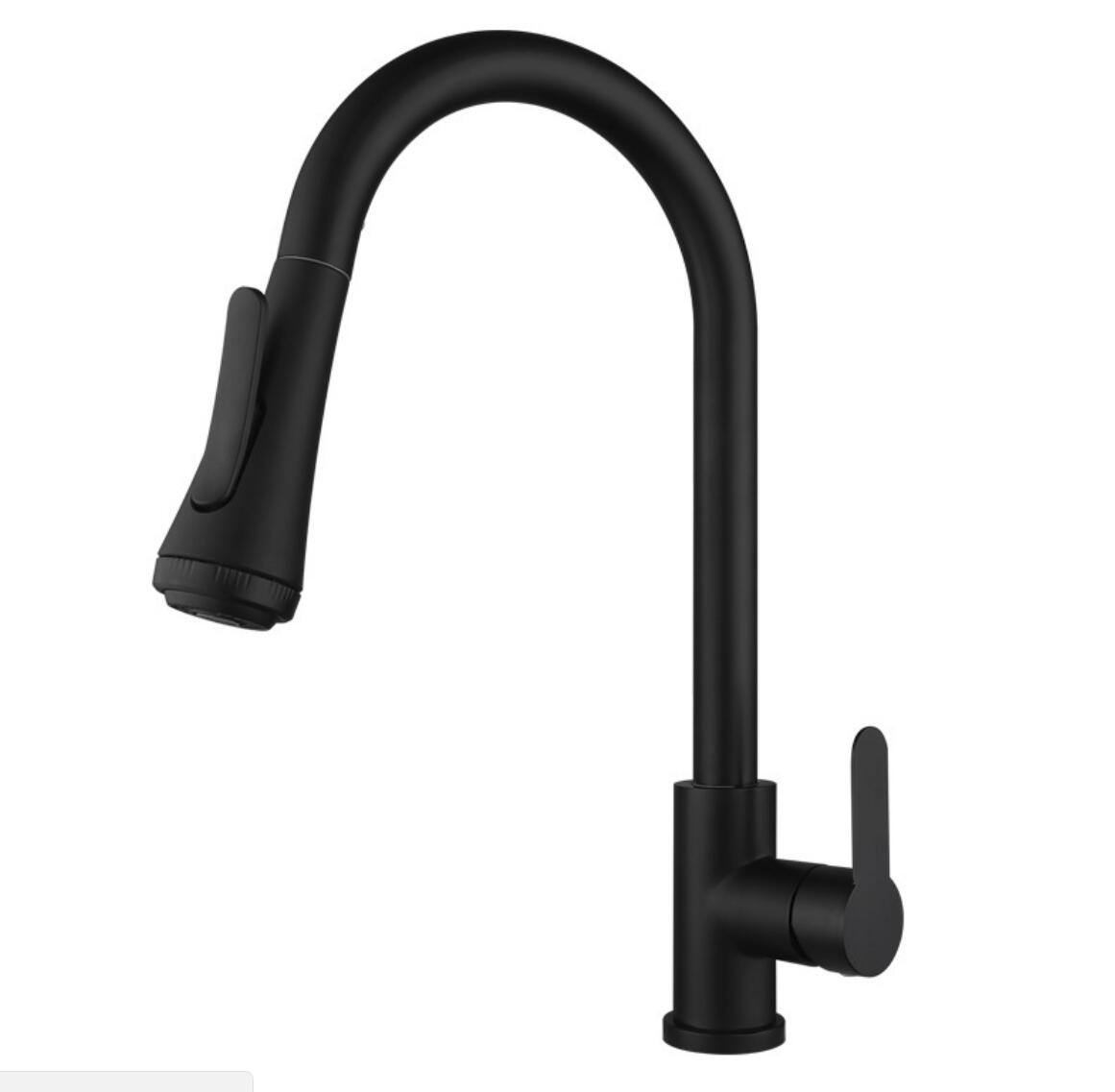 Black Kitchen Faucet with Pull Down Sprayer Commercial Stainless Steel Laundry Single Handle Kitchen Faucets