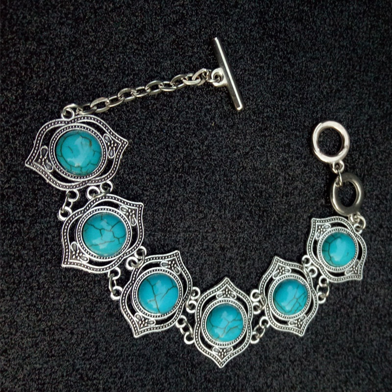 Amazon Hot Selling Women And Men Jewelry Set Fashion Trendy Dubai Turquoise Gemstone Retro Jewelry Set