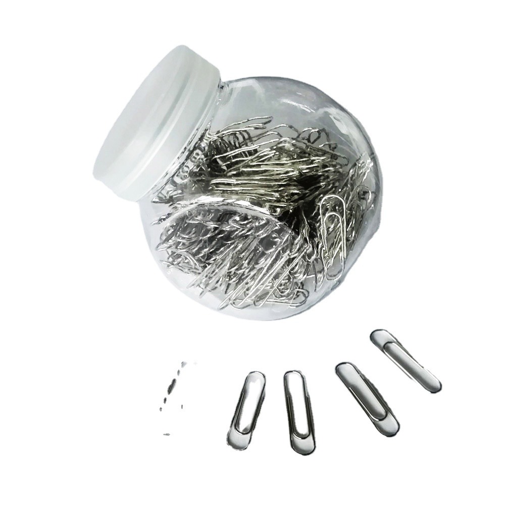 Transparent bottle packing office silver metal 28mm standard paper clips