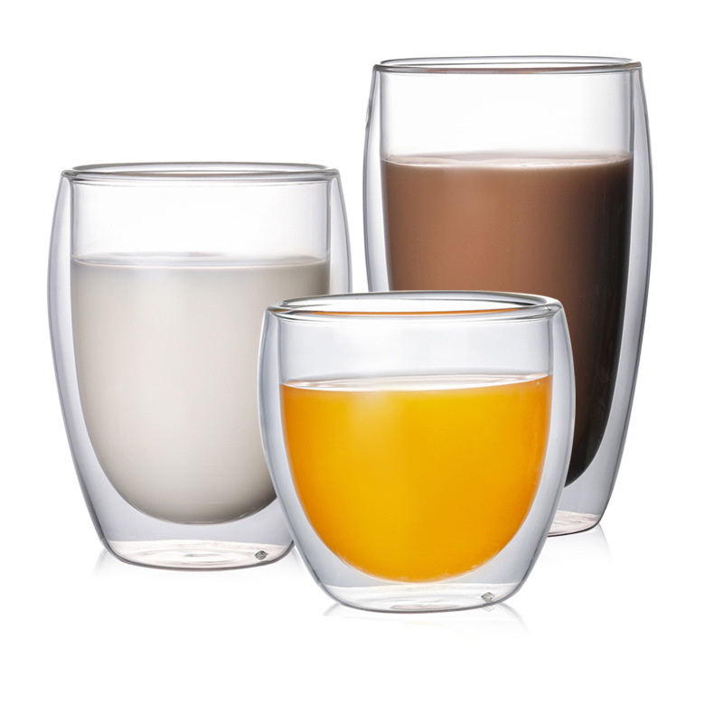 Wholesale direct factory price double wall glass coffee cup with bamboo lid