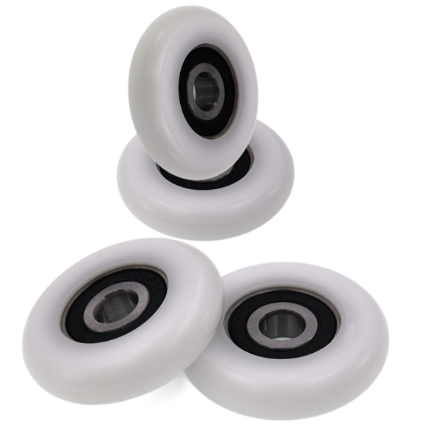 6*40*10mm Round Sliding Door Rubber Coated Plastic Roller Bearings POM Roller Wheel For Rowing