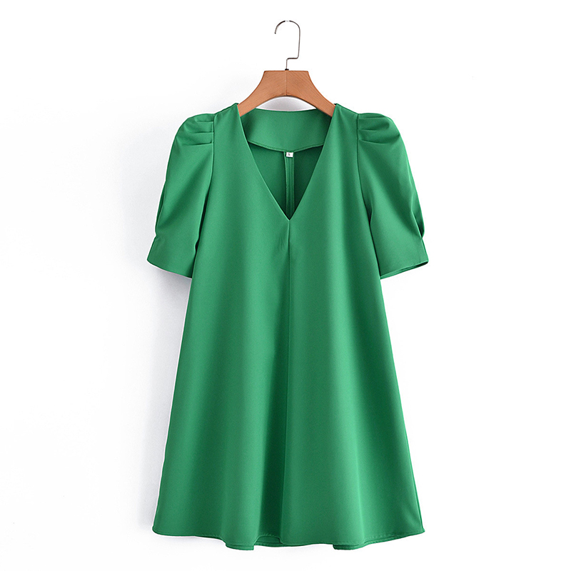 Vestito Verde женское однотонное зеленое мини-платье, шикарное офисное женское Повседневное платье Vestito Verde