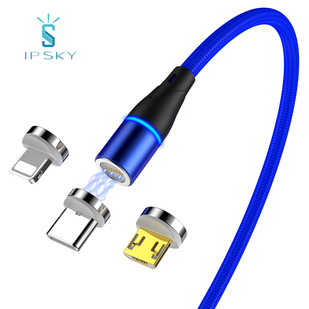 Оптовая продажа IPSKY мобильный телефон провод производители Быстрая зарядка lightning micro type c кабель 5V 3A 360 градусов usb Магнитные кабели