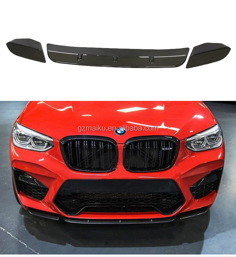 Для 2019-2021 BMW F97 X3 X3M F98 X4 X4M S модель из углеродного волокна передний бампер подбородок спойлер шунт