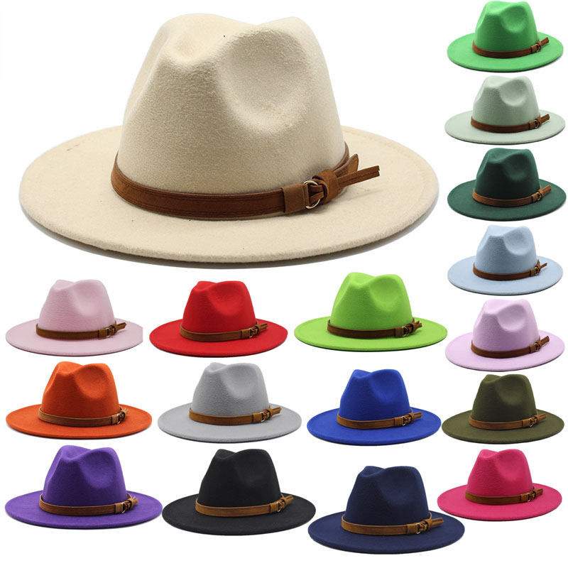 Cheap Solid Color Polyester Cotton Vegan Material Fedora hat Fedora Hats for Women Men Party Music Festival Fashion fedora hats