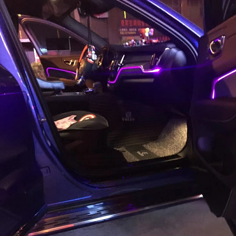 Горячие 6 м RGB волоконно-оптические атмосферные лампы для салона автомобиля окружающий свет декоративная направляющая приборная панель Пульт дистанционного управления или приложение управления