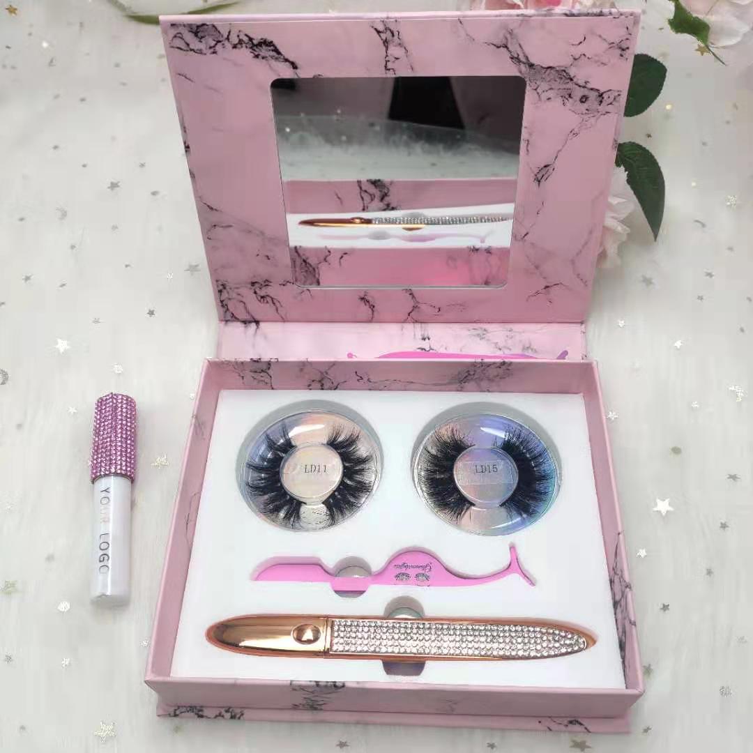 Free Packaging 2021 Wholesale Eyelash Packaging Fluffy 25mm 3D Real Mink Eyelashes Private Label Lashes Box Vendors