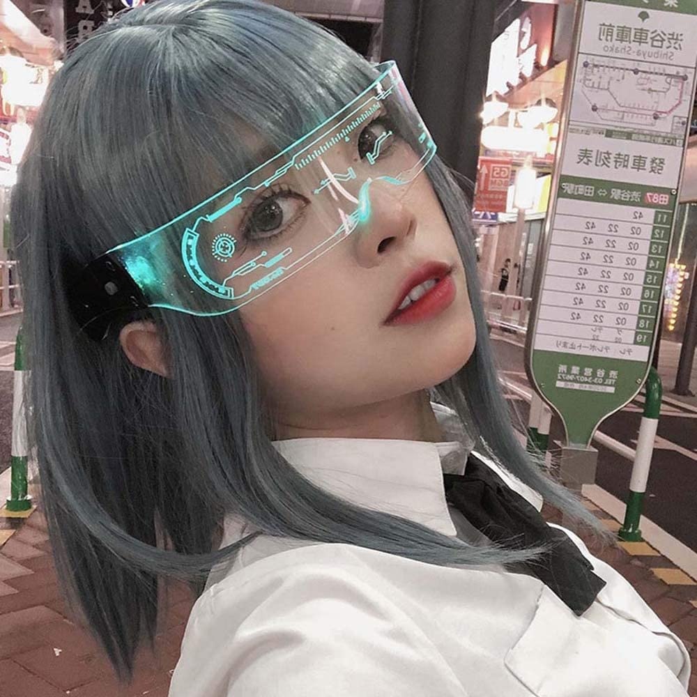 Очки Cyberpunk со светодиодной подсветкой разных цветов, солнцезащитные очки с козырьком для косплея, фото, вечеринки, бара, клуба, диджея, Хэллоуина
