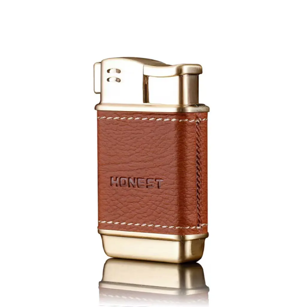 Wholesale Jet Flame Cigarette Lighters wrap Leather CUSTOM LOGO Covered Gas Refillable Portable Leather Lighter