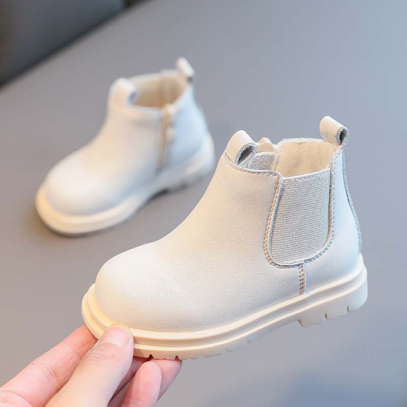 High Quality PU Leather Kids Martin Boots Winter Warm British Style Waterproof Boots With Zipper Snow Shoe for Boys and Girls