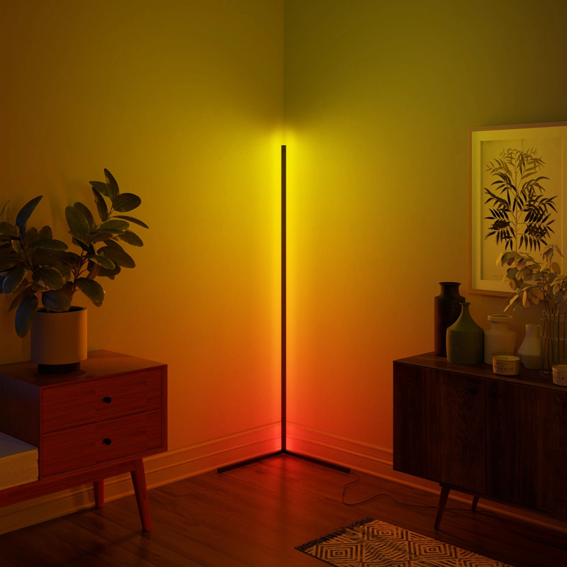 Светодиодный простой современный RGB-светильник с дистанционным управлением, новейшая угловая Напольная Лампа для гостиной, спальни, цветная Напольная Лампа, угловая светодиодная напольная лампа