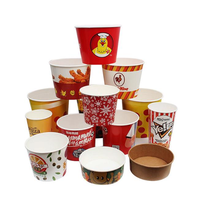 Wholesale Customized Paper Bucket Disposable Fried Chicken Popcorn Packing Bucket