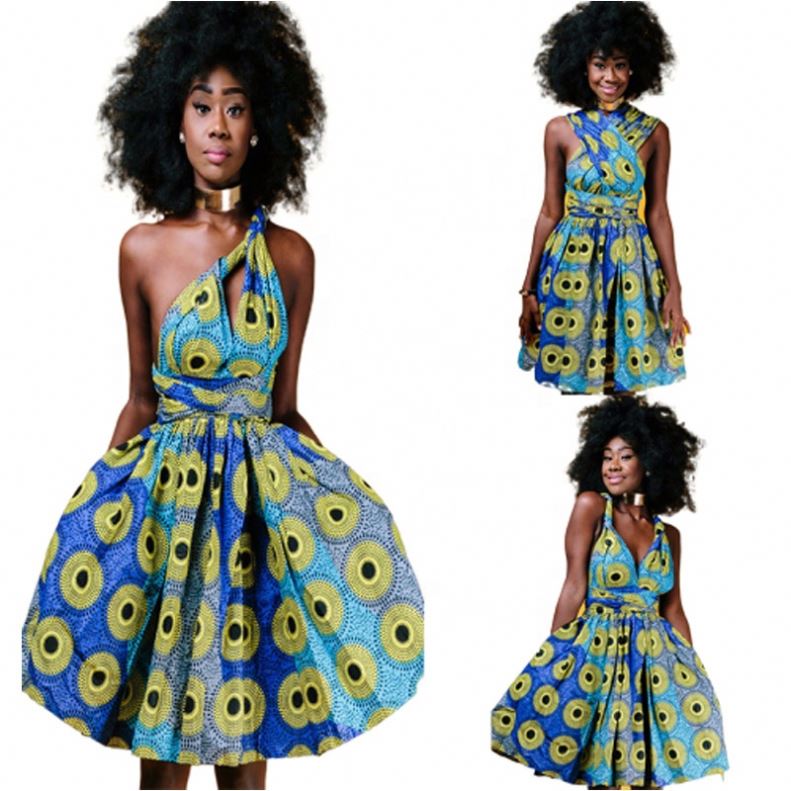 Модное Африканское платье Dashiki с открытыми плечами, женское прямое платье