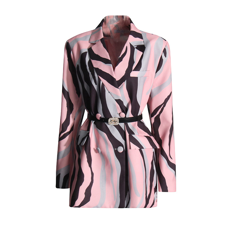 AL 24T180 Lapel Women's Blazers Personalized Patchwork Color Clash Suit Double-Breasted Printed Women's Suits Blazers