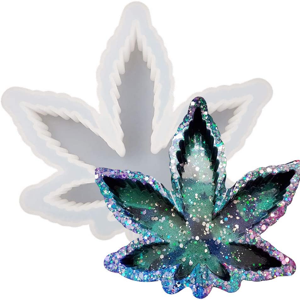 Amazon Hot Home Decoration Jewelry Storage Leaf Shaped Ashtray Silicone Mold Crystal Hand Made Ashtray Resin Craft Silicone