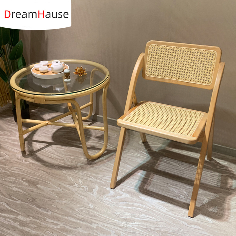 Скандинавский складной стул из ротанга dreamhome, из массива дерева, обеденные стулья для гостиной
