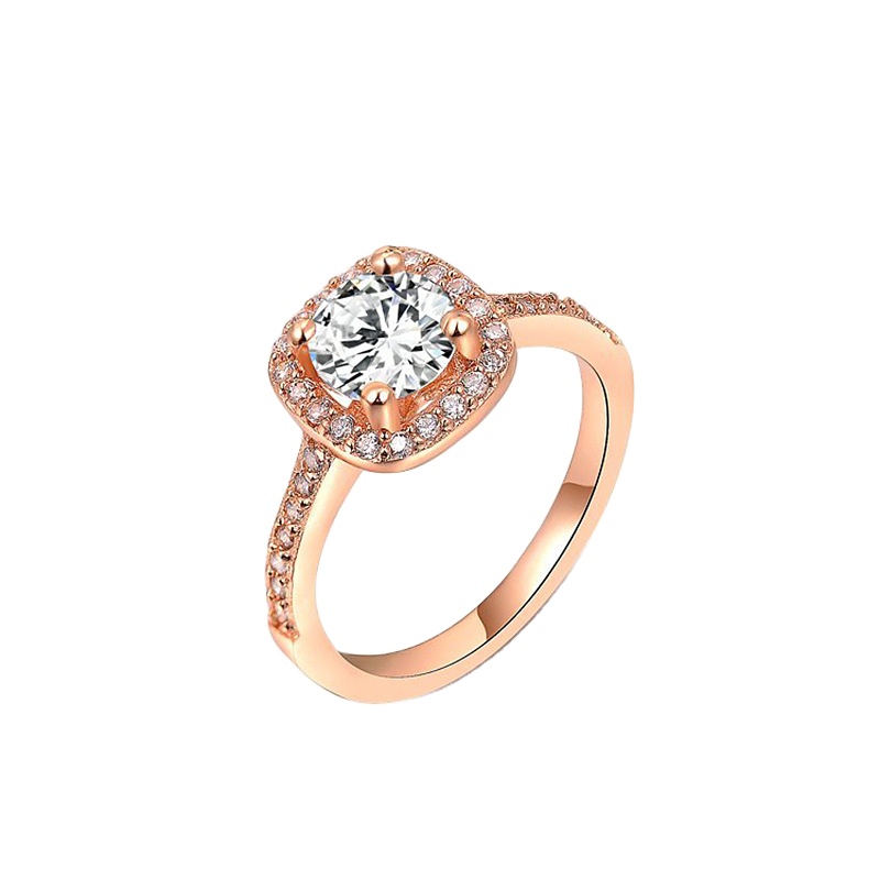 Jewelry Rose gold fillet rings gold plated classic lady's wedding heart rings wholesale Fashionable crystal rings