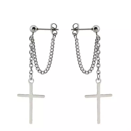 Japan and South Korea Harajuku Punk Cross Chain Pendant Earrings For Women Men Street Hip Hop Jewelry Gift