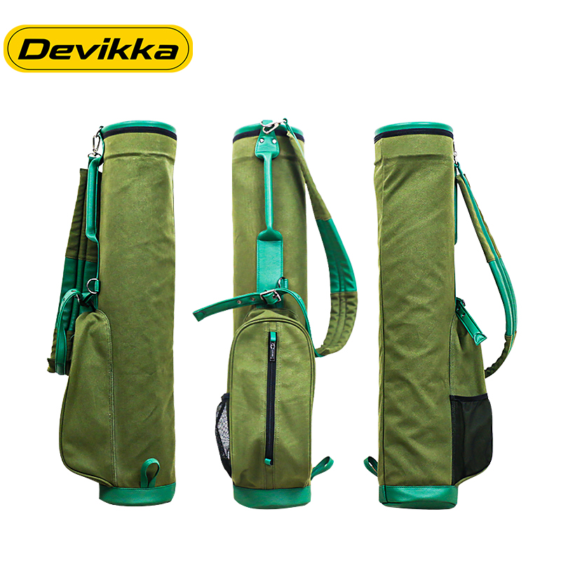 KONDAY Dark Olive Green Vintage Canvas Golf Stand Bag Waxed Canvas Nylon 1000D Golf Travel Bag Golf Sunday Bag