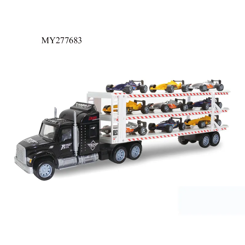 Фрикционный прицеп грузовик-переносчик с 9 шт. игрушечных автомобилей F1