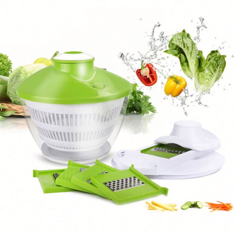 New Design Manual Pull Food Chopper and Salad Maker, Hand Powered Spinner