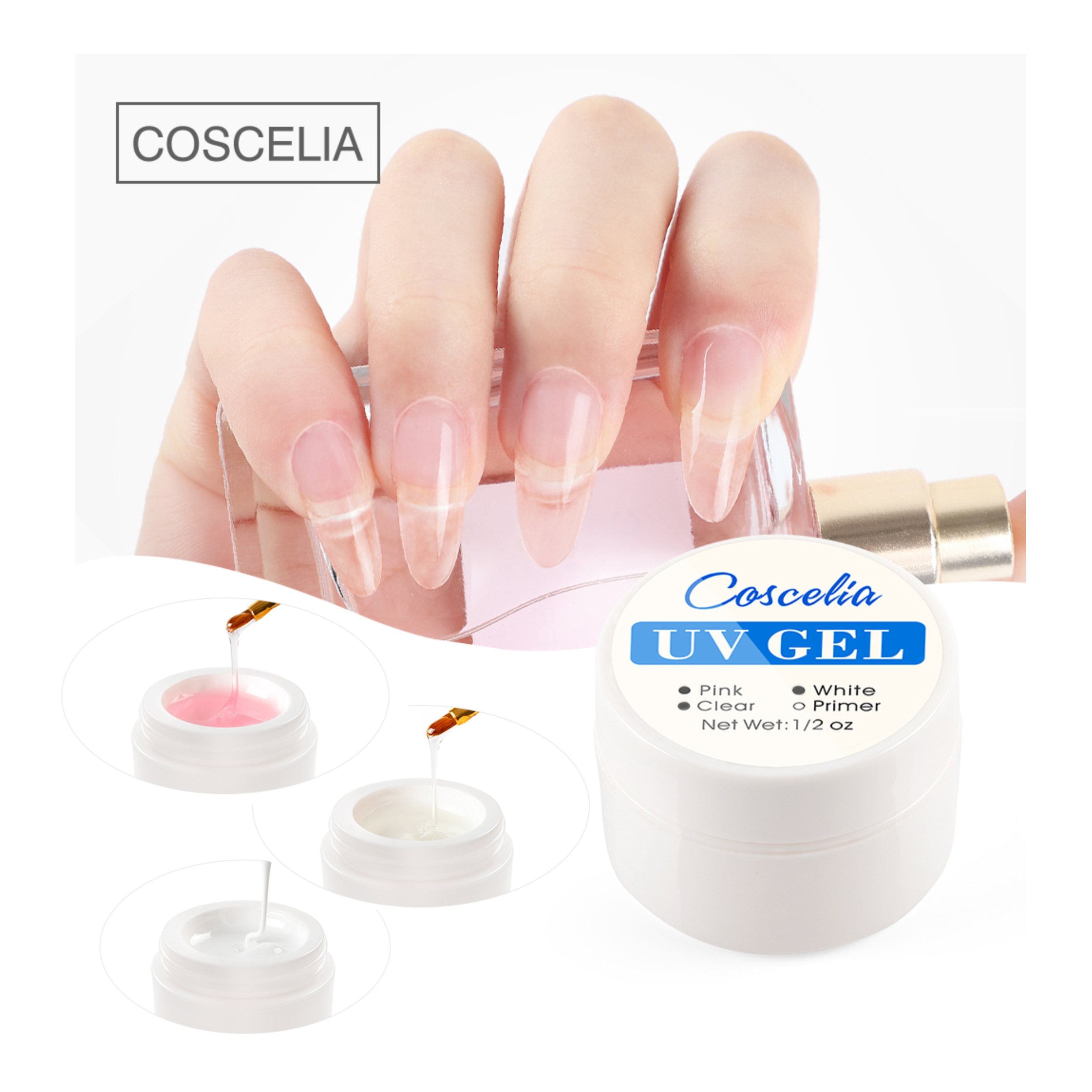 COSCELIA стойкий УФ-гель прозрачный розовый гель для ногтей