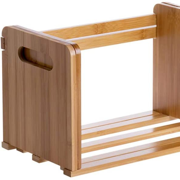 Bamboo Desktop Bookshelf Adjustable Storage Organizer Display Shelf Rack