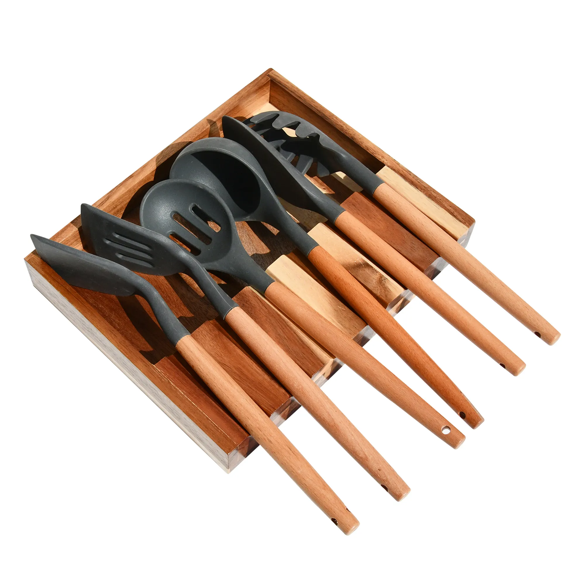 Wood Multiple Utensil Rest With Drip Pad Holder For Stove Top Kitchen Holder Brushes Spatulas Ladles Forks