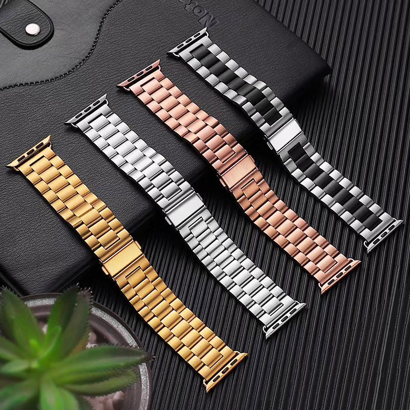 Ремешок из нержавеющей стали для Apple Watch Series 7 6 5 4 3 2 1, роскошный золотистый браслет для наручных часов, 45 мм 41 мм 42 мм