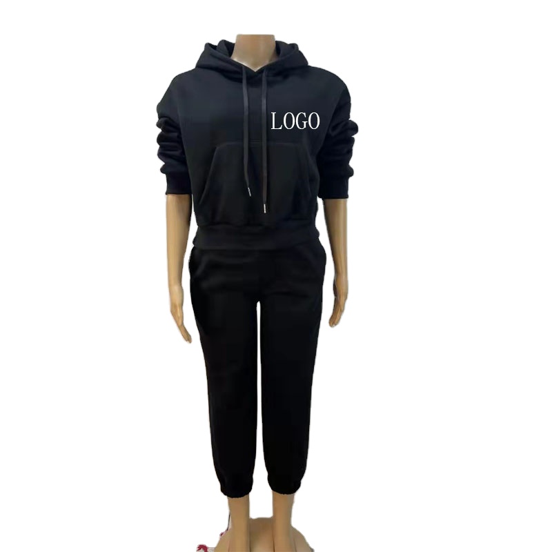 Wholesale Custom Fashionable Oversized women 2 piece sweatpants and hoodie set