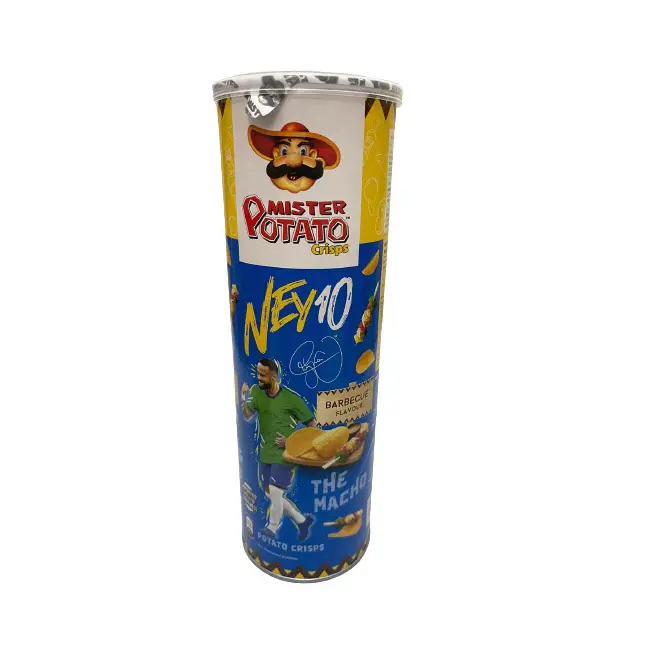 Самые дешевые цены, картофельные чипсы Mister-BBQ-150 г BBq flavor Blue Colour Can закуски, консервированный дизайн, стиль упаковки