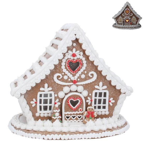 Premium Quality Desktop Clay Dough Mini Display Xmas Santa Claus LED Light Gingerbread House Christmas Decorations